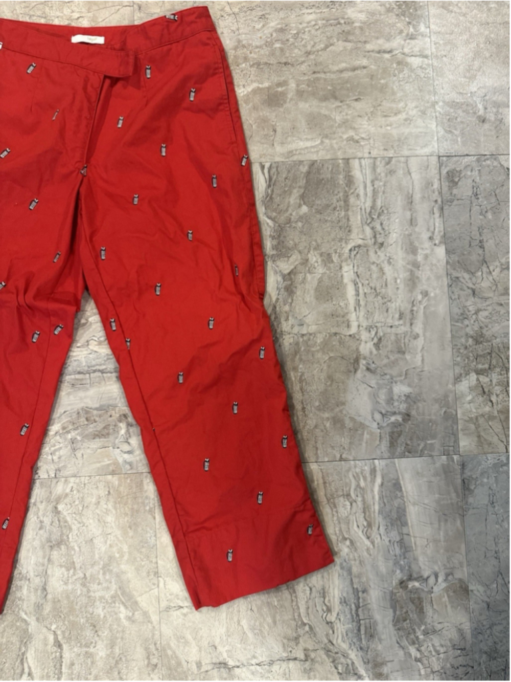 Lizgolf Cathren Women’s Red Embroidered Golf Bag Cropped Pant Size 8